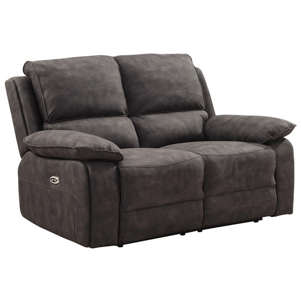 Maple Grey Suede Fabric Electric Recliner 2 Seater Sofa