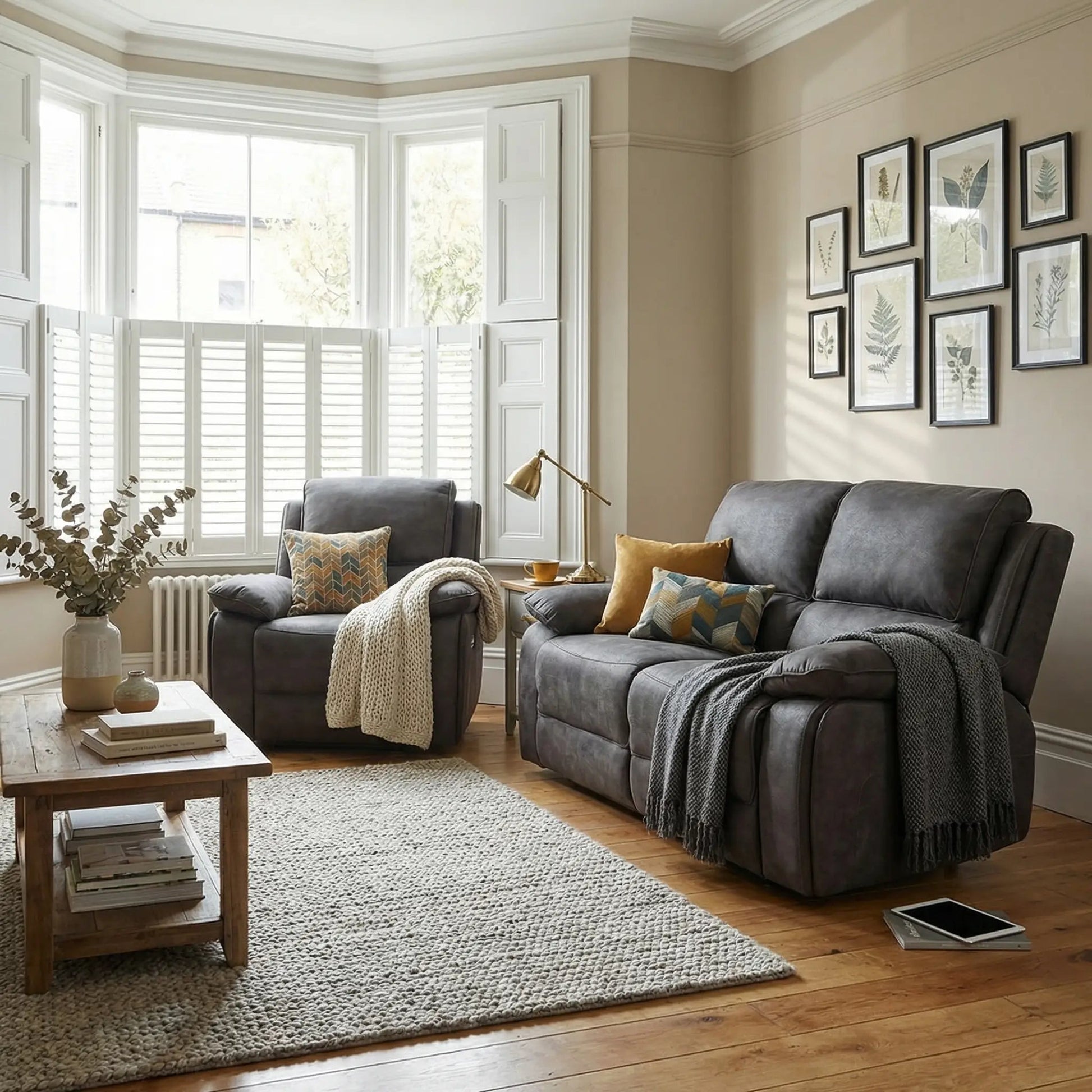 Maple Grey Suede Fabric Electric Recliner 2+1 Seater Sofa Set - Furniture Instore