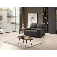Gray sofa in a modern living room with a coffee table and decor items.