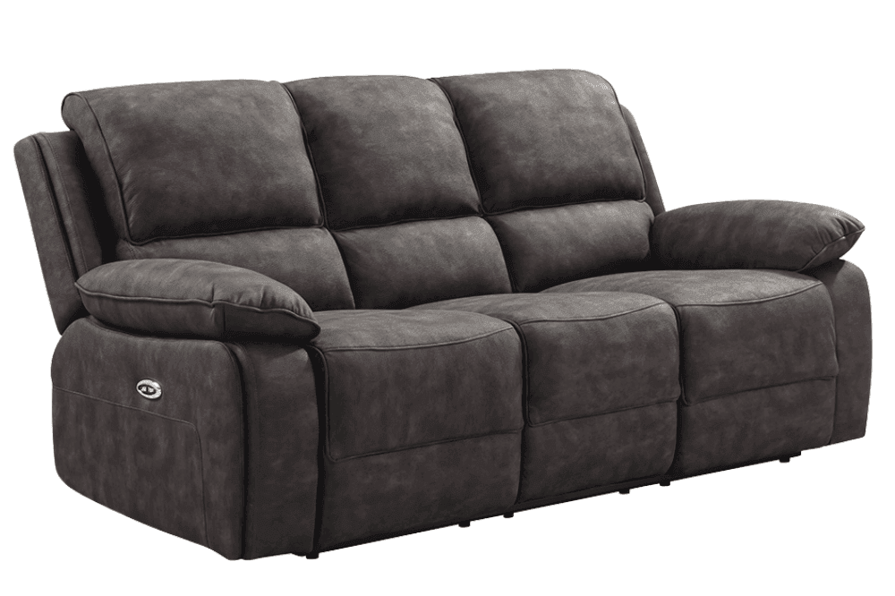 Maple Grey Suede Fabric Electric Recliner 3+1+1 Seater Sofa Set