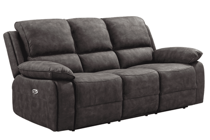 Maple Grey Suede Fabric Electric Recliner 3+1+1 Seater Sofa Set