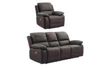 Maple Grey Suede Fabric Electric Recliner 3+1 Seater Sofa Set