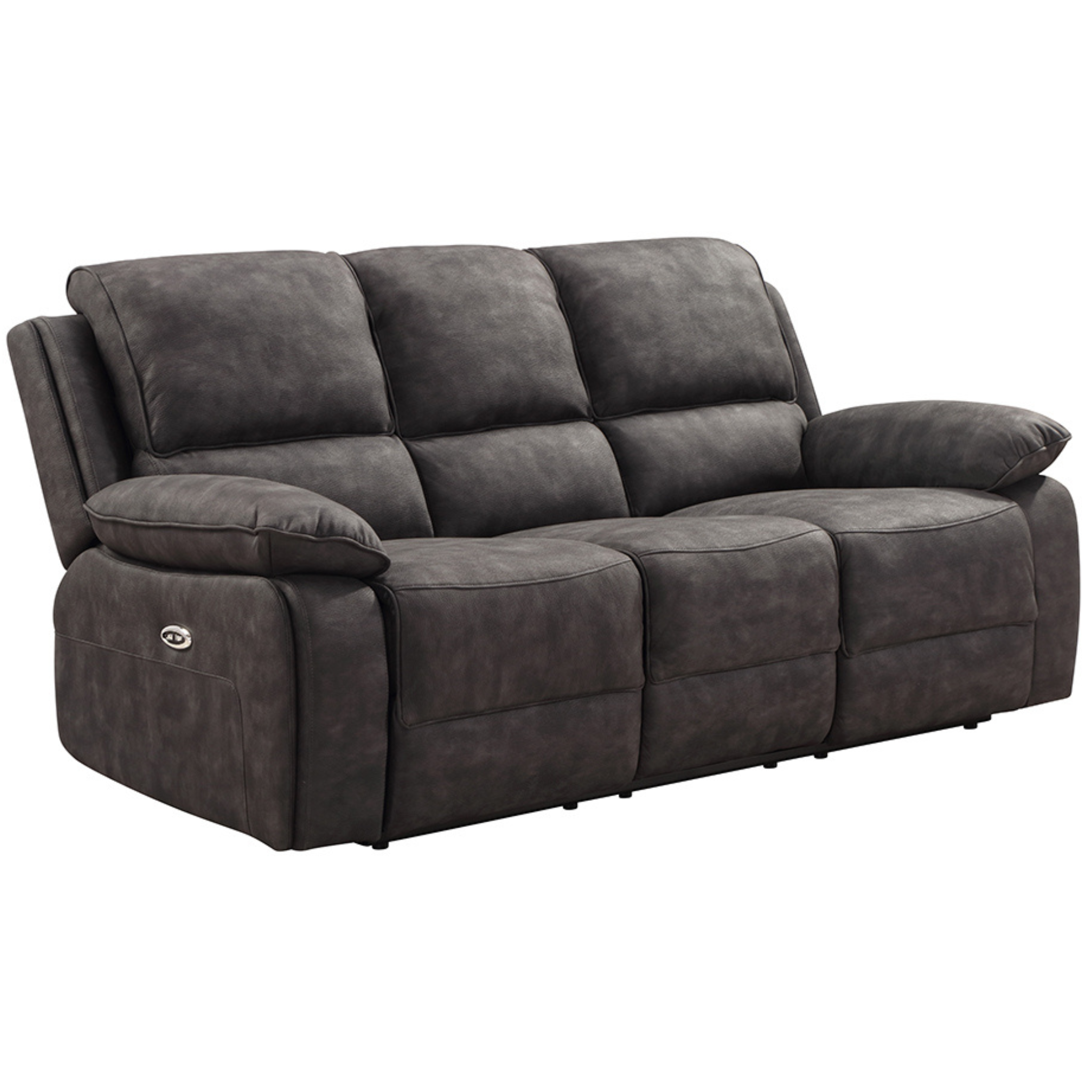 Suede Fabric Electric Recliner 3 Seater Sofa