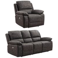 Maple Grey Suede Fabric Electric Recliner 3+1 Seater Sofa Set