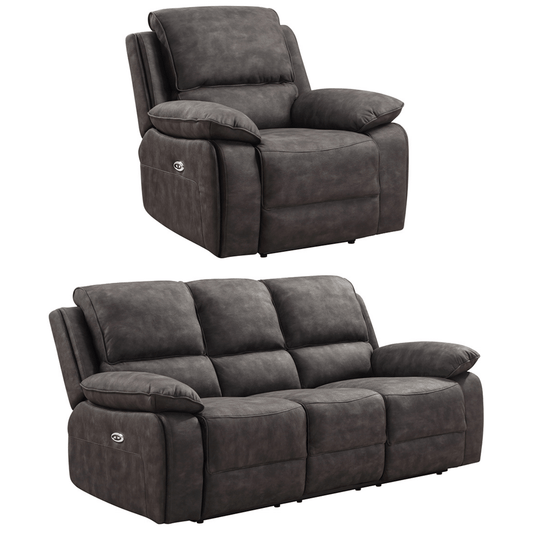 Gray recliner sofa set on a white background