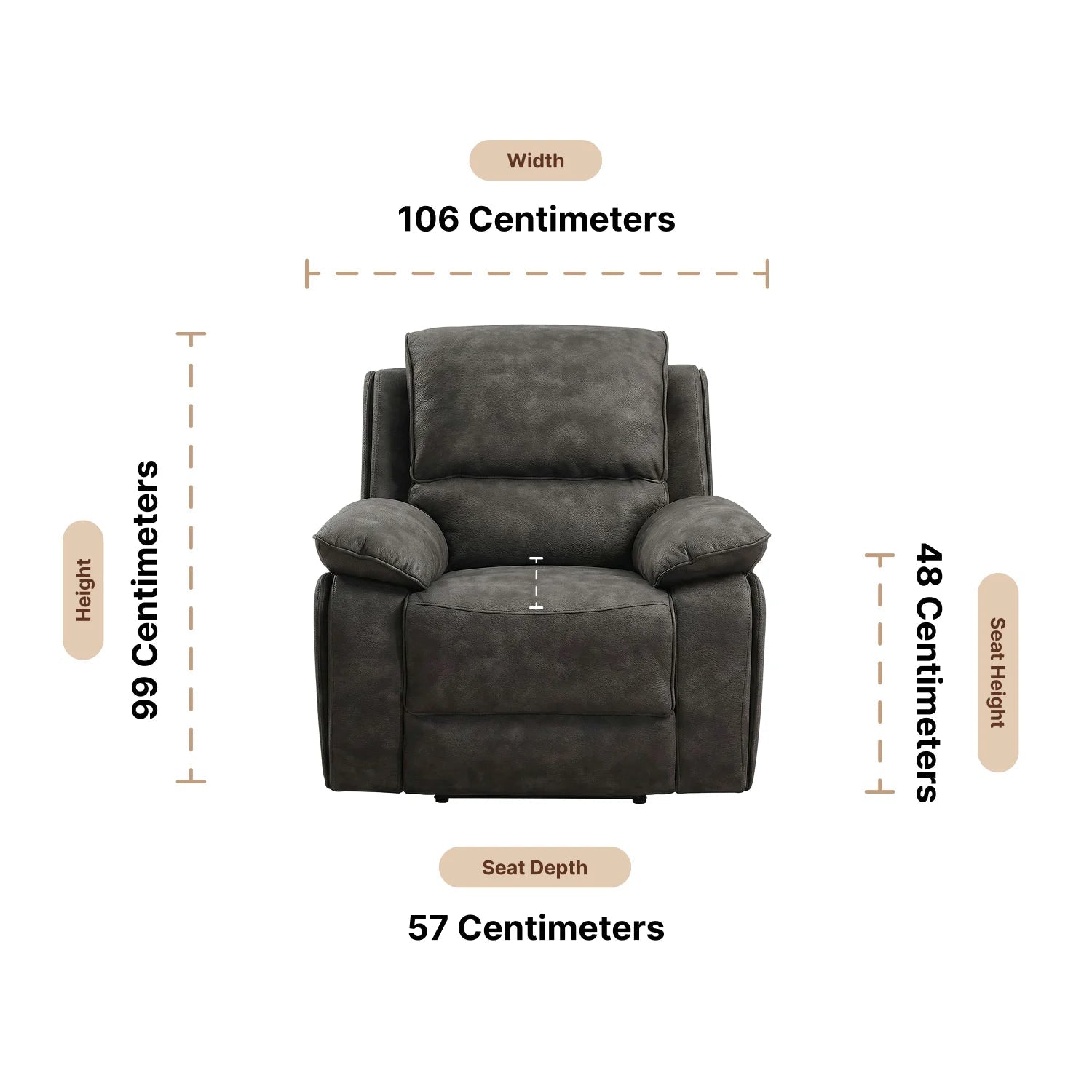 Maple Grey Suede Fabric Electric Recliner Armchair - Furniture Instore