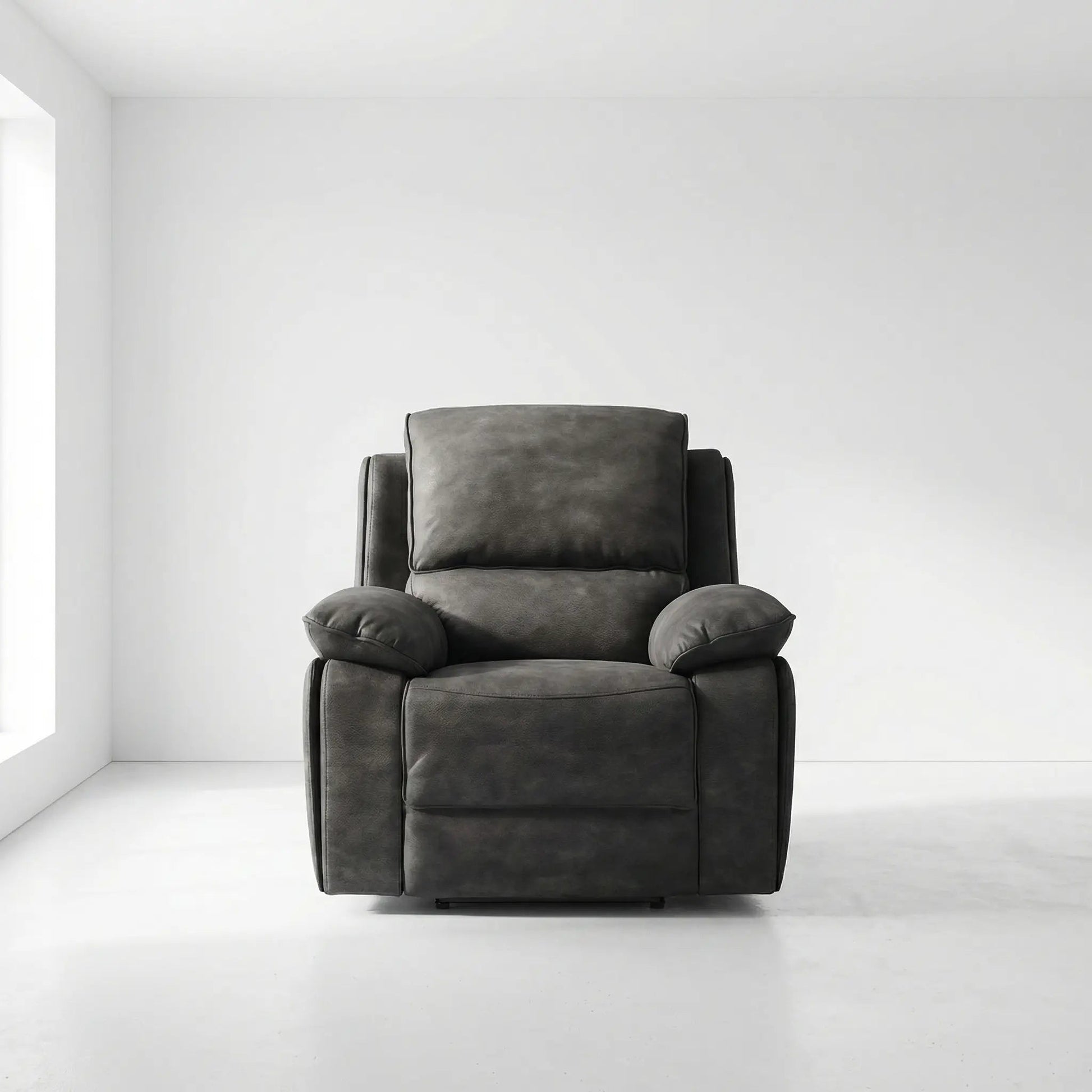 Maple Grey Suede Fabric Electric Recliner Armchair - Furniture Instore