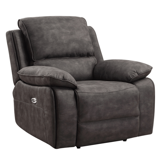 Gray recliner chair on a white background