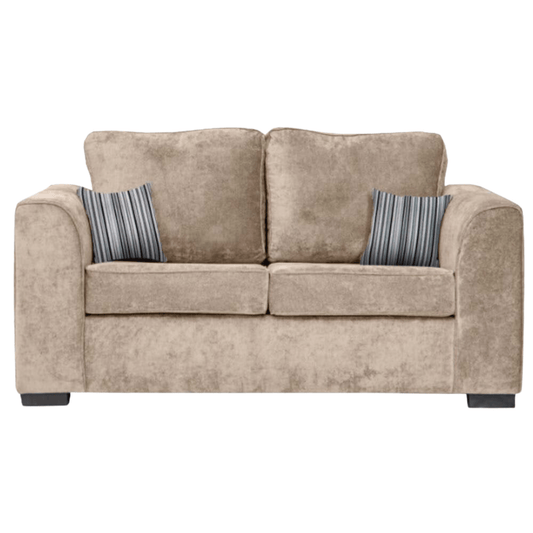 Nancy beige 2-seater sofa with plush cushions and modern design, front-facing on a clean white background