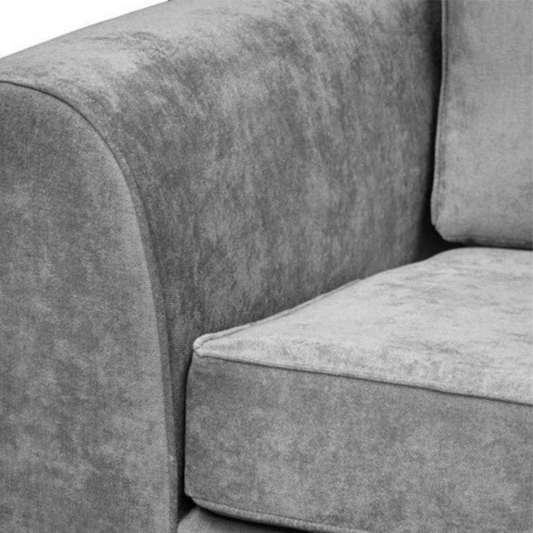 Nancy grey 3-seater sofa close-up highlighting cushions and fabric on a clean white background