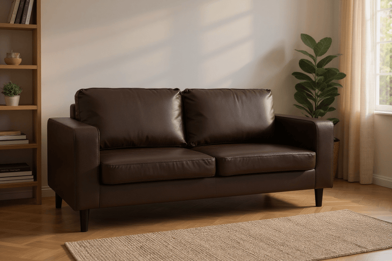Box Brown Leather 3+1+1 Seater Sofa Set - Furniture Instore