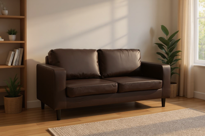 Box Brown Leather 2+2 Seater Sofa Set