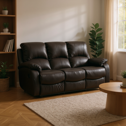 Roma Brown Leather Manual Recliner 3+2 Seater Sofa Set