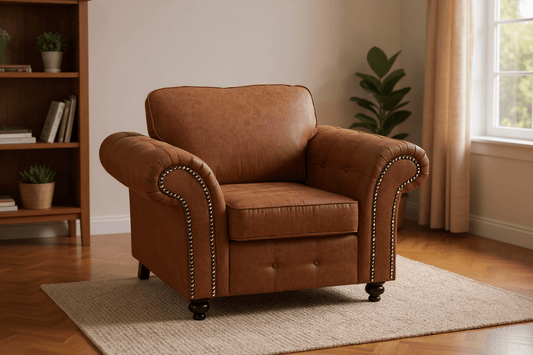 Oakland Tan Suede Armchair - Furniture Instore