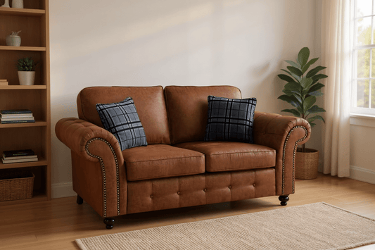 Oakland Tan Suede 2 Seater Sofa - Furniture Instore
