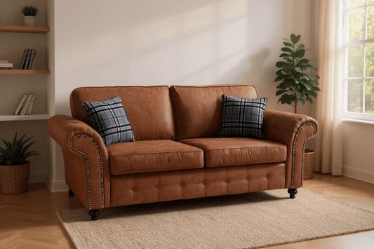 Oakland Tan Suede 3 Seater Sofa - Furniture Instore