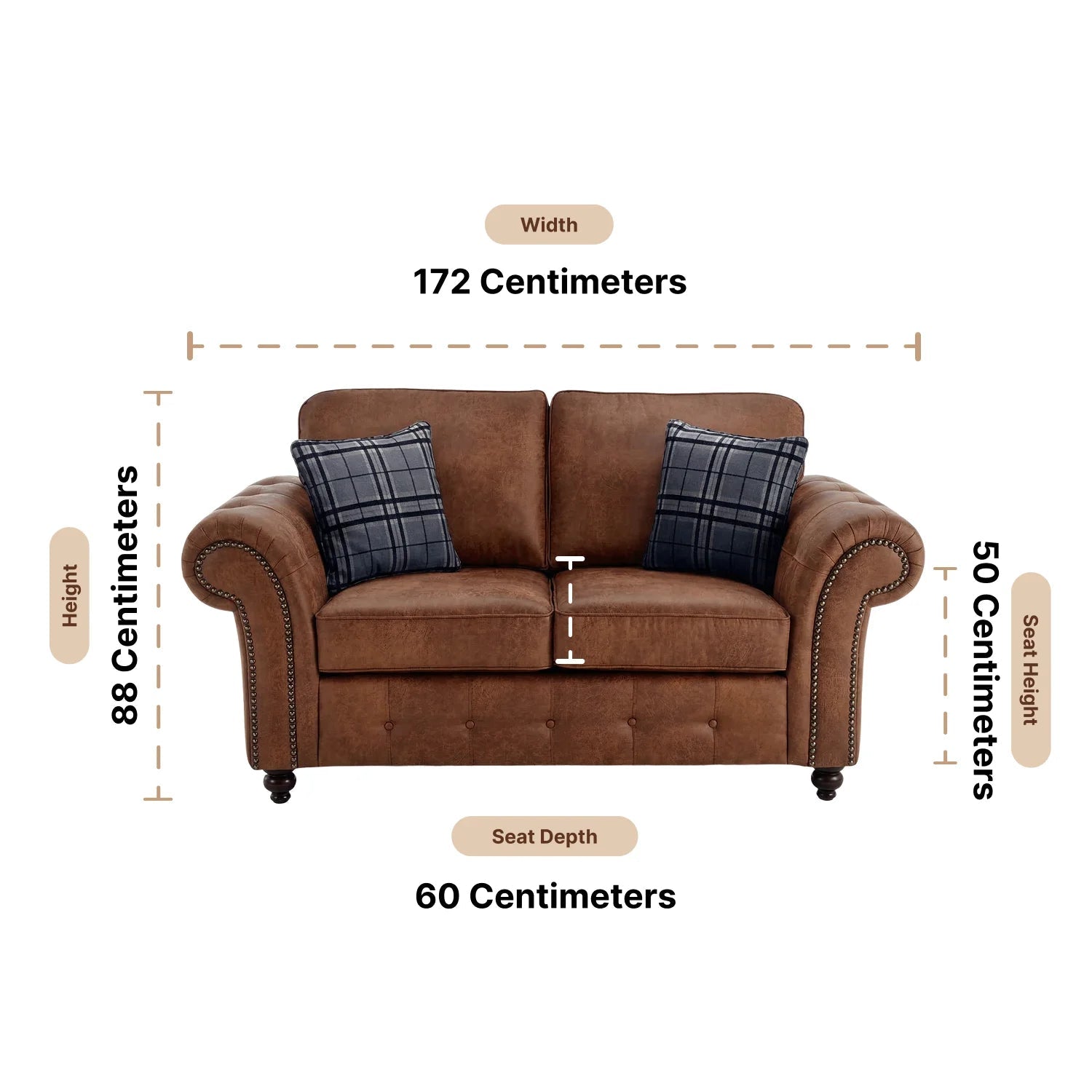 Oakland Tan Suede 2 Seater Sofa - Furniture Instore