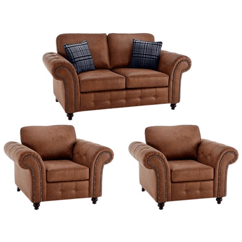 Oakland Tan Suede 2+1+1 Seater Sofa Set
