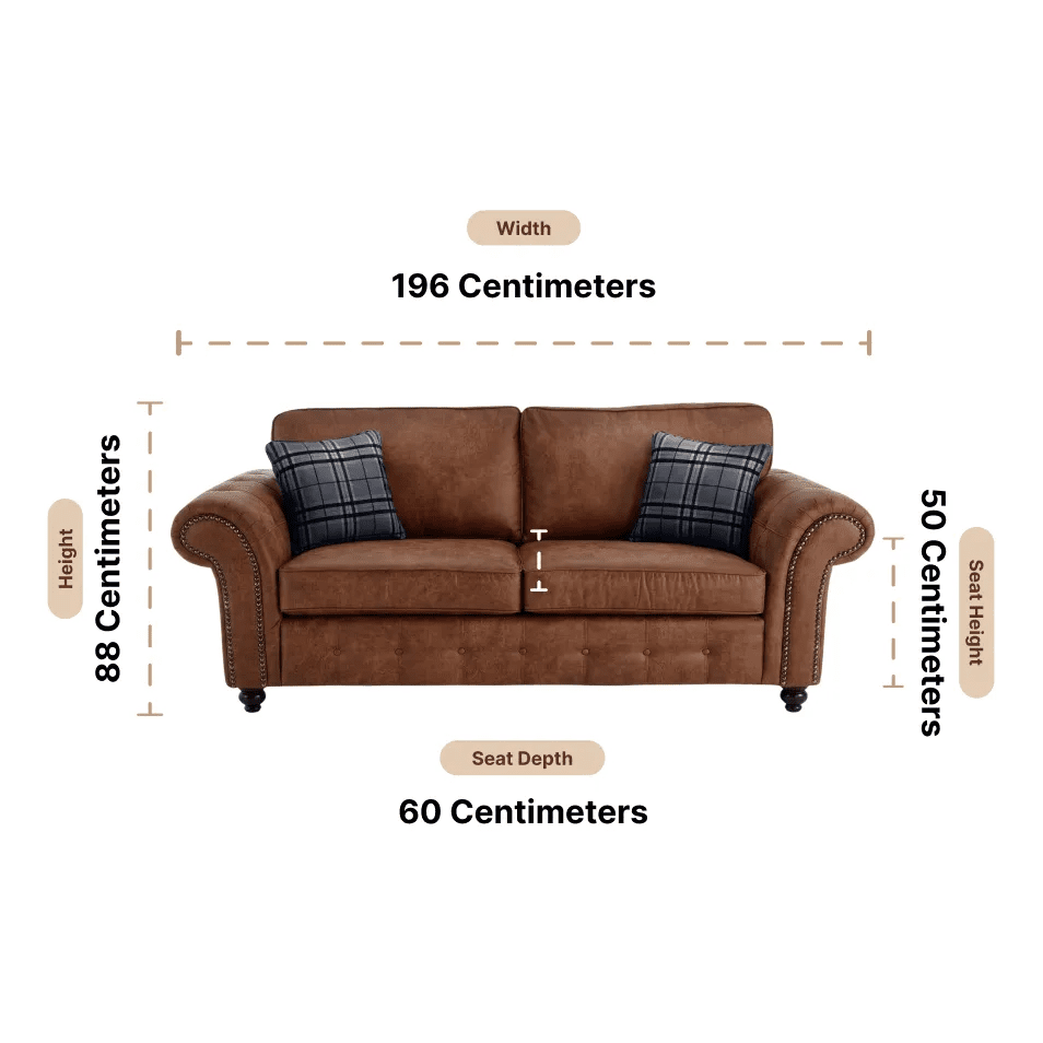 Oakland Tan Suede 3 Seater Sofa - Furniture Instore