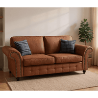 Oakland tan 3-seater sofa with plush cushions and modern design, displayed in a stylish living room setting