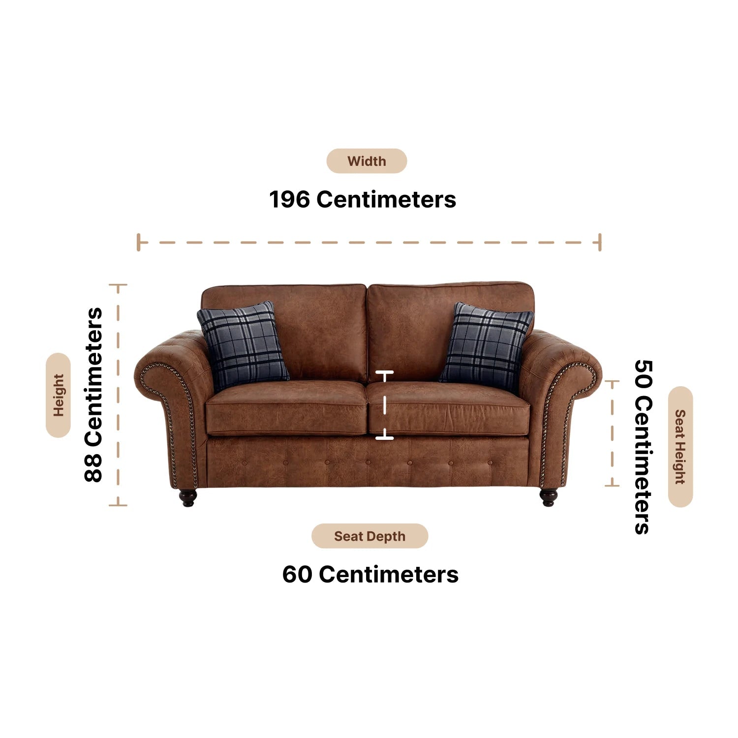 Oakland Tan Suede 3 Seater Sofa - Furniture Instore