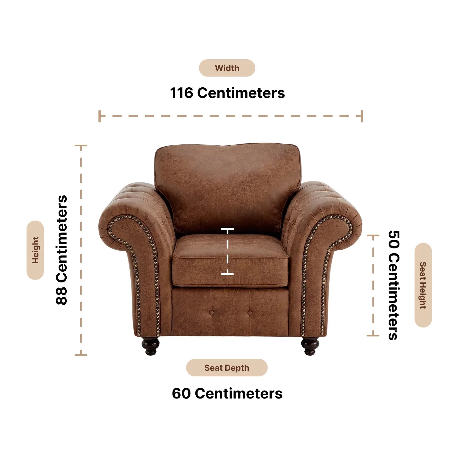 Oakland Tan Suede Armchair - Furniture Instore