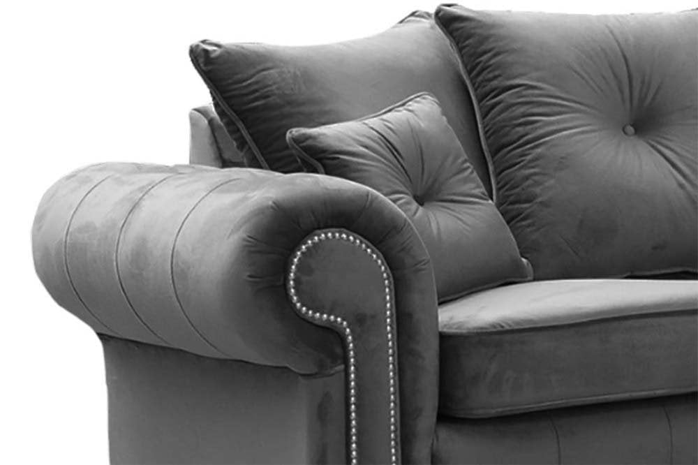Olympia Grey Fabric Velvet 3 Seater Sofa - Furniture Instore