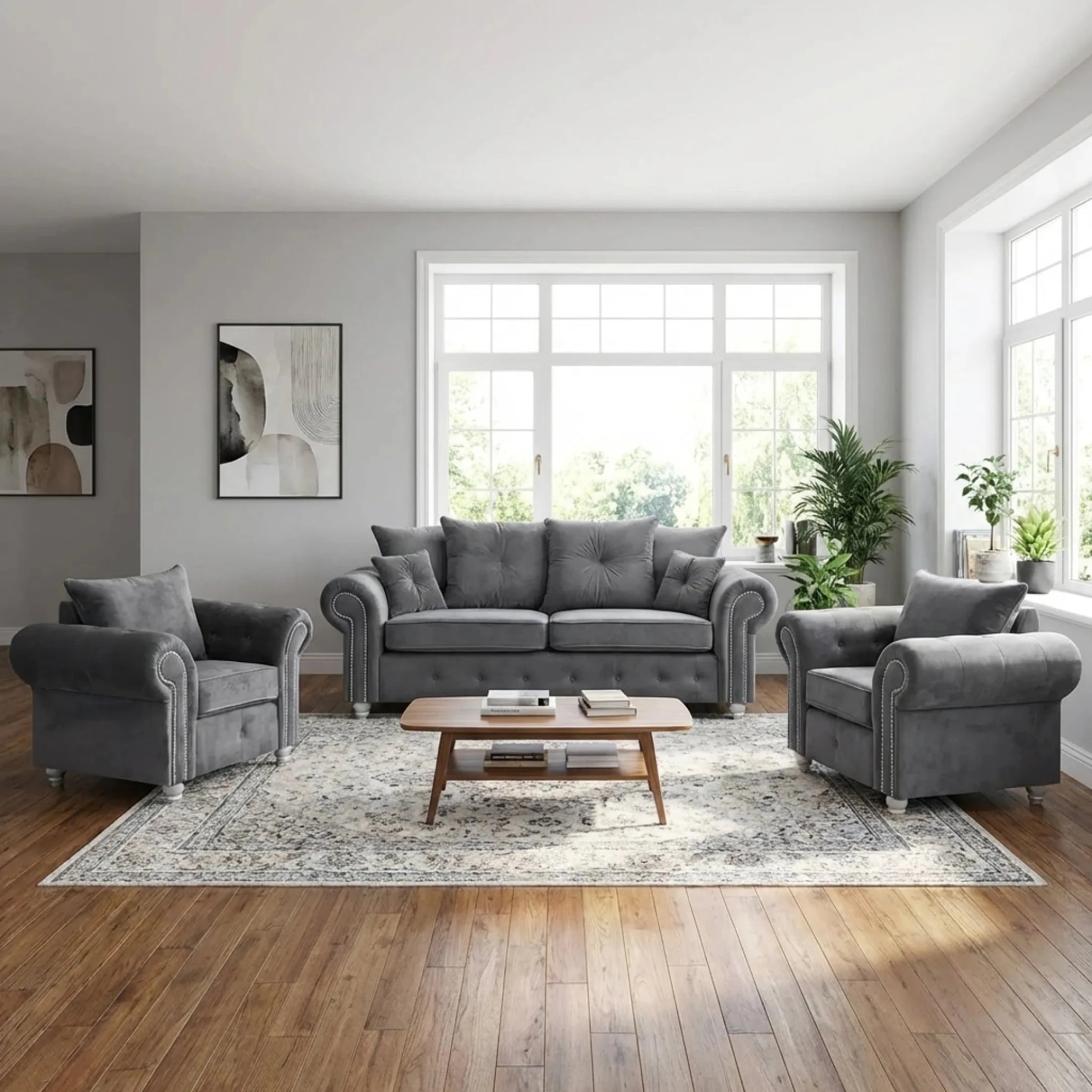 grey-fabric-velvet-sofa-set