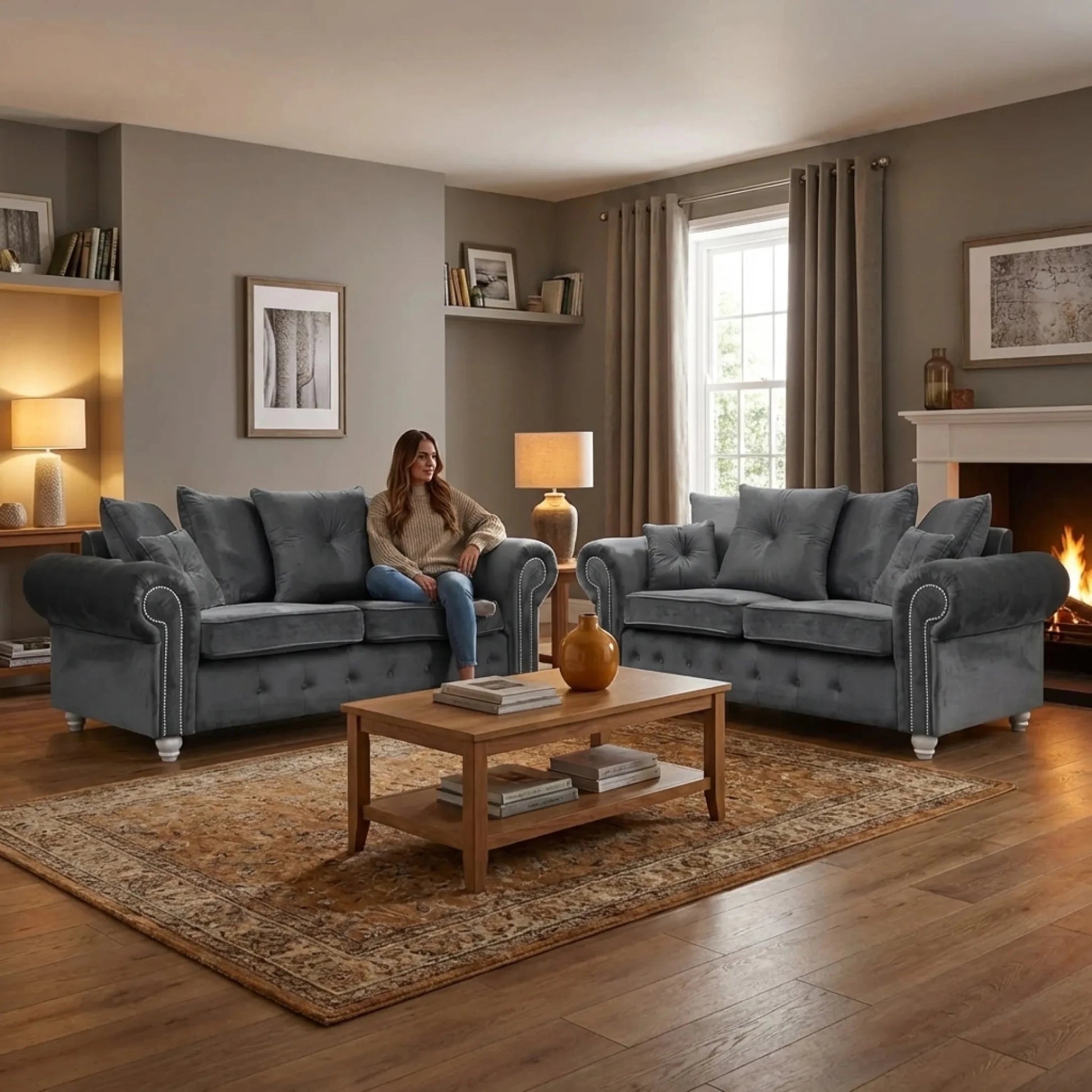 grey-fabric-velvet-sofa-set
