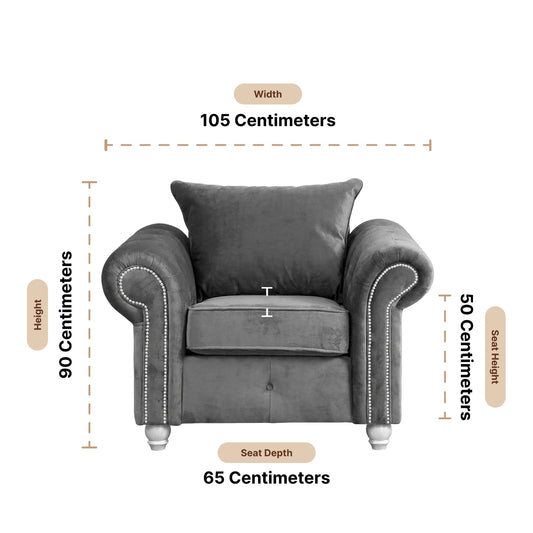 Olympia Grey Fabric Velvet Armchair - Furniture Instore