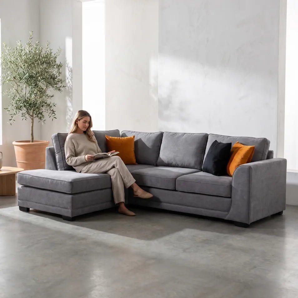 Orka Sofa Grey Fabric Left Hand Corner Sofa - LHC - Furniture Instore