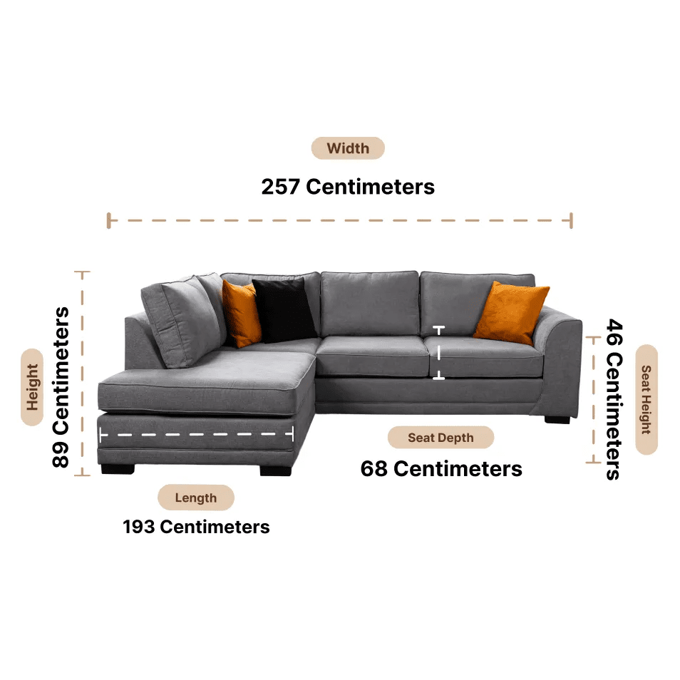 Orka Sofa Grey Fabric Left Hand Corner Sofa - LHC - Furniture Instore