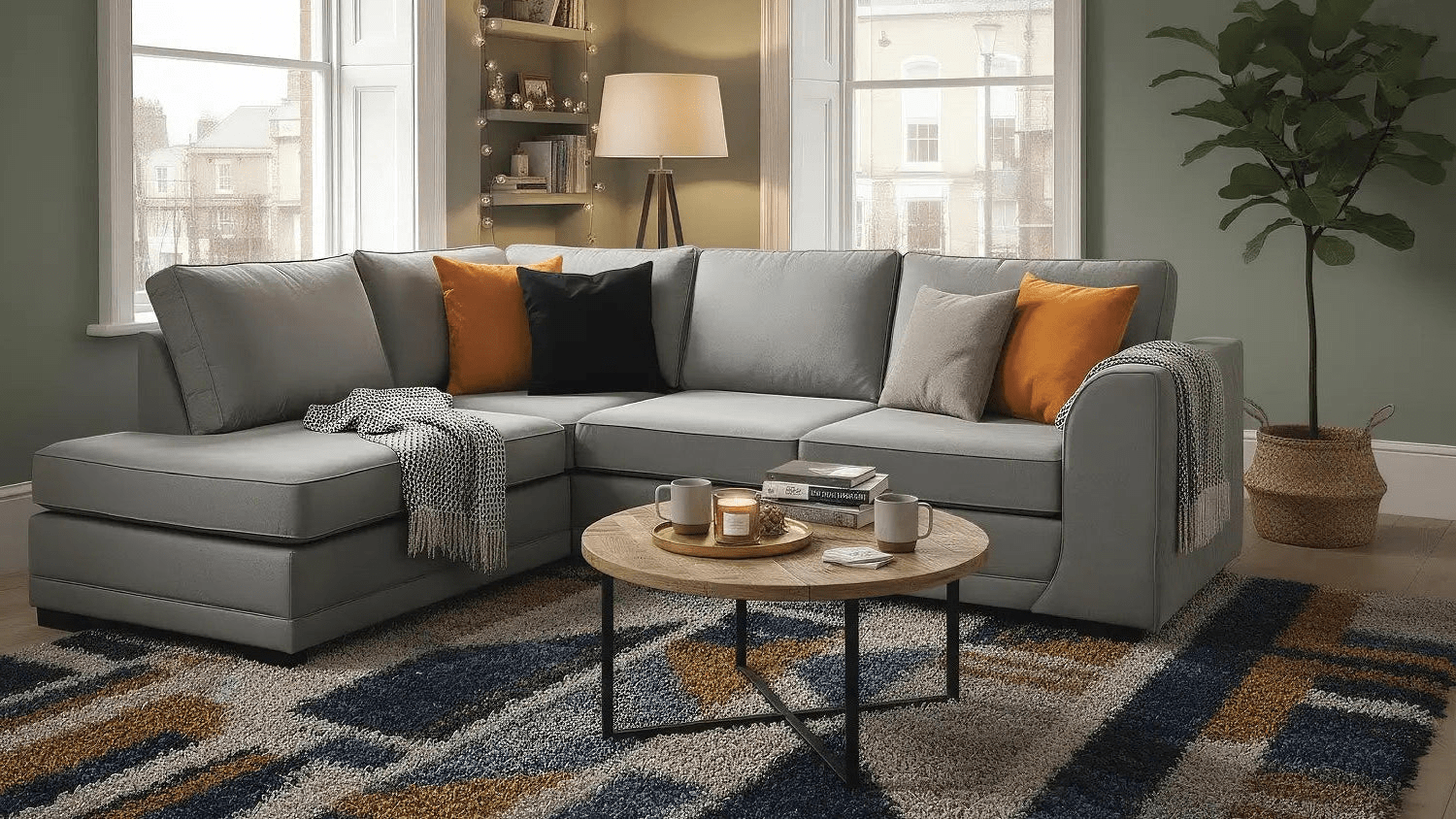 Orka Grey Fabric Left Hand Corner Sofa | Furniture Instore