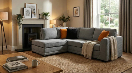 Orka Sofa Grey Fabric Left Hand Corner Sofa - LHC