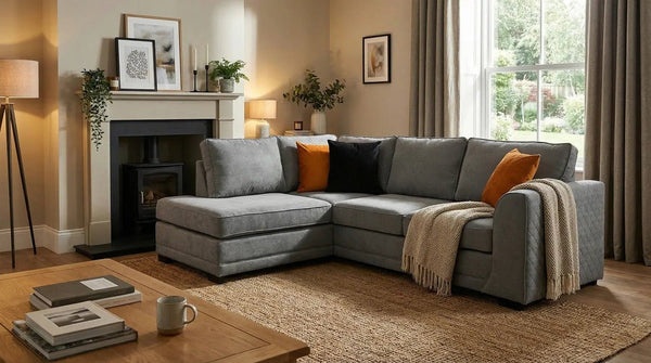 Orka Sofa Grey Fabric Left Hand Corner Sofa - LHC