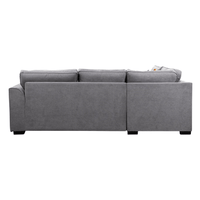 Back view of Ocra grey right-hand corner sofa on a white background, showing smooth upholstery and clean design lines