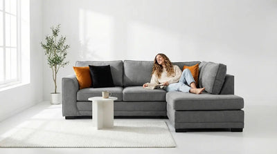 Orka Sofa Grey Fabric Right Hand Corner Sofa - RHC