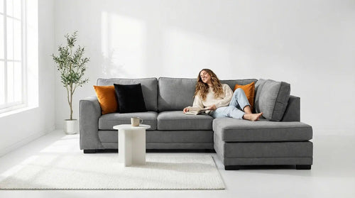 Orka Sofa Grey Fabric Right Hand Corner Sofa - RHC