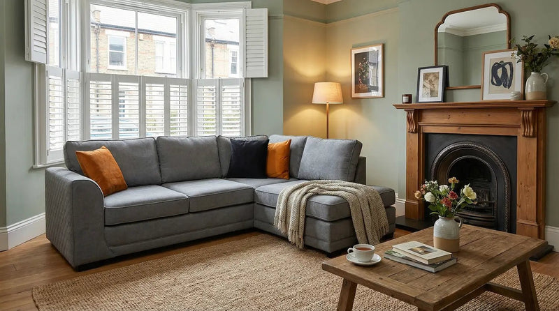 Orka Sofa Grey Fabric Right Hand Corner Sofa - RHC - Furniture Instore