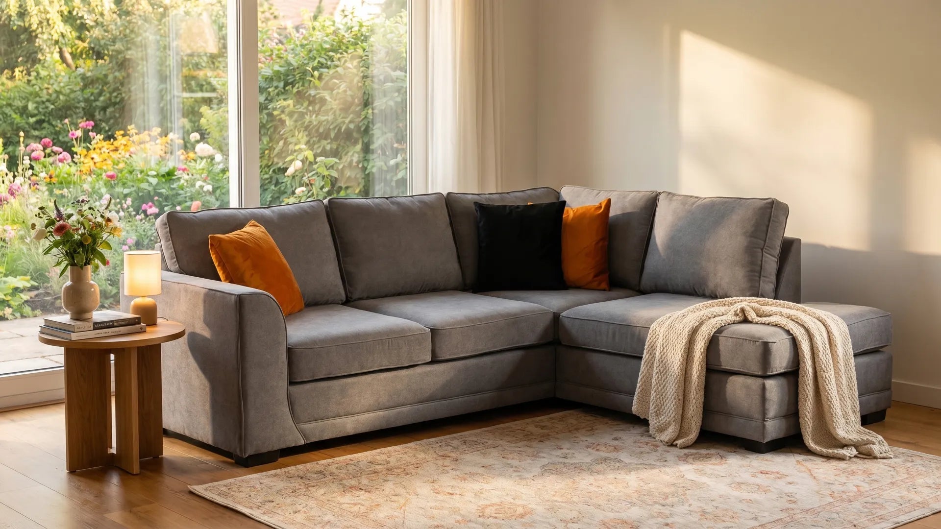 Orka Sofa Grey Fabric Right Hand Corner Sofa - RHC - Furniture Instore