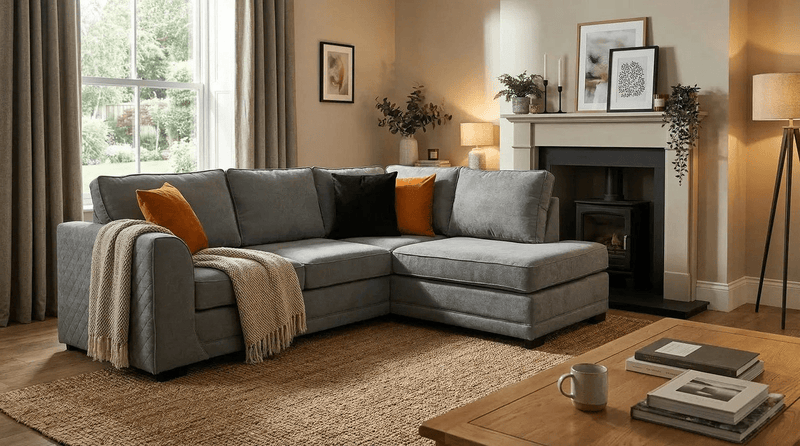 Orka Sofa Grey Fabric Right Hand Corner Sofa - RHC - Furniture Instore
