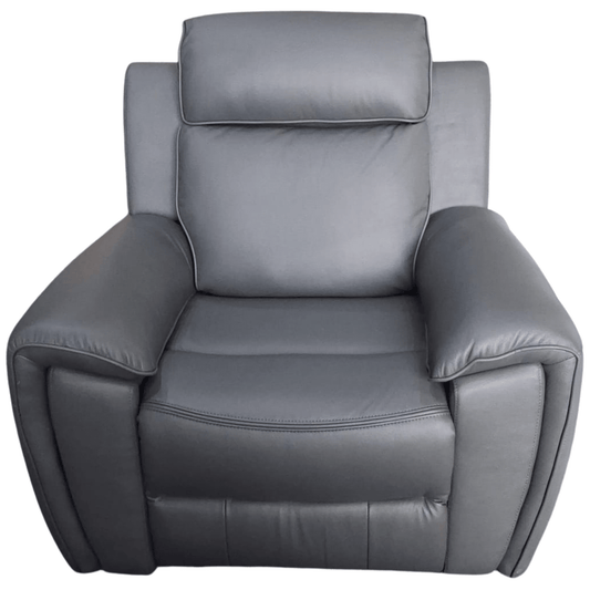 Outlet Annecy Genuine Leather Grey Electric Power Recliner Armchair - Furniture Instore