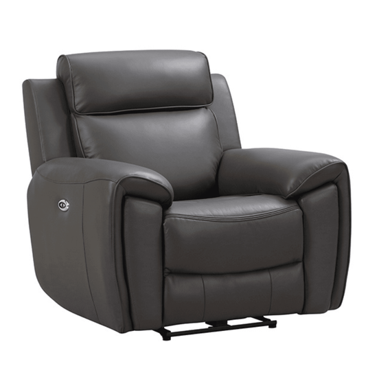 Outlet Annecy Genuine Leather Grey Electric Power Recliner Armchair - Furniture Instore