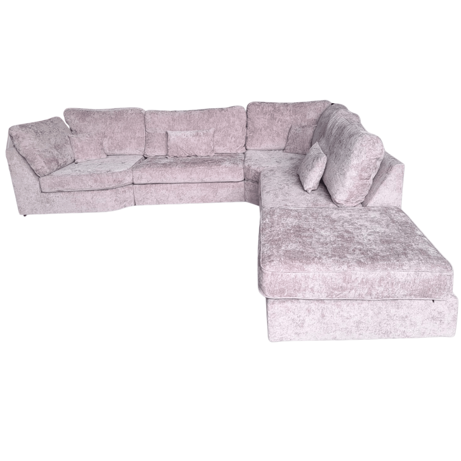 alaska fabric pink corner sofa on a white background 