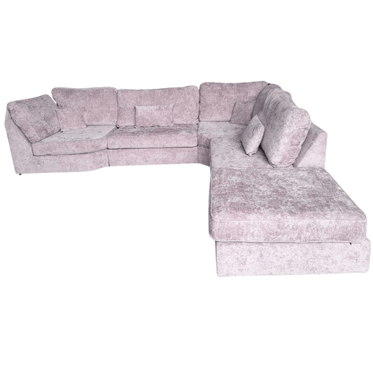 alaska fabric pink corner sofa on a white background 