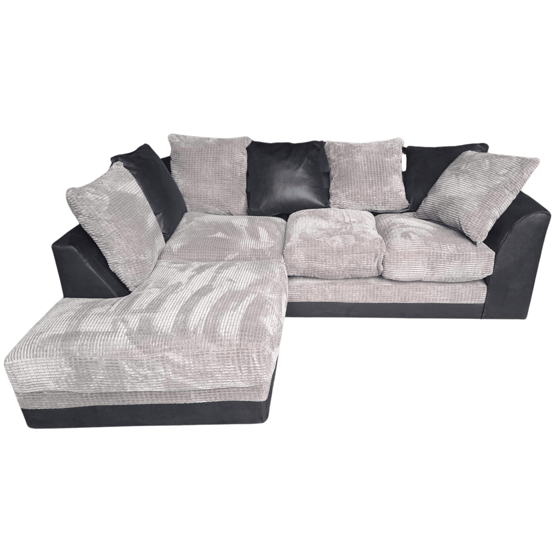 Outlet Byron Black And Grey Fabric LHC Corner Sofa - Furniture Instore