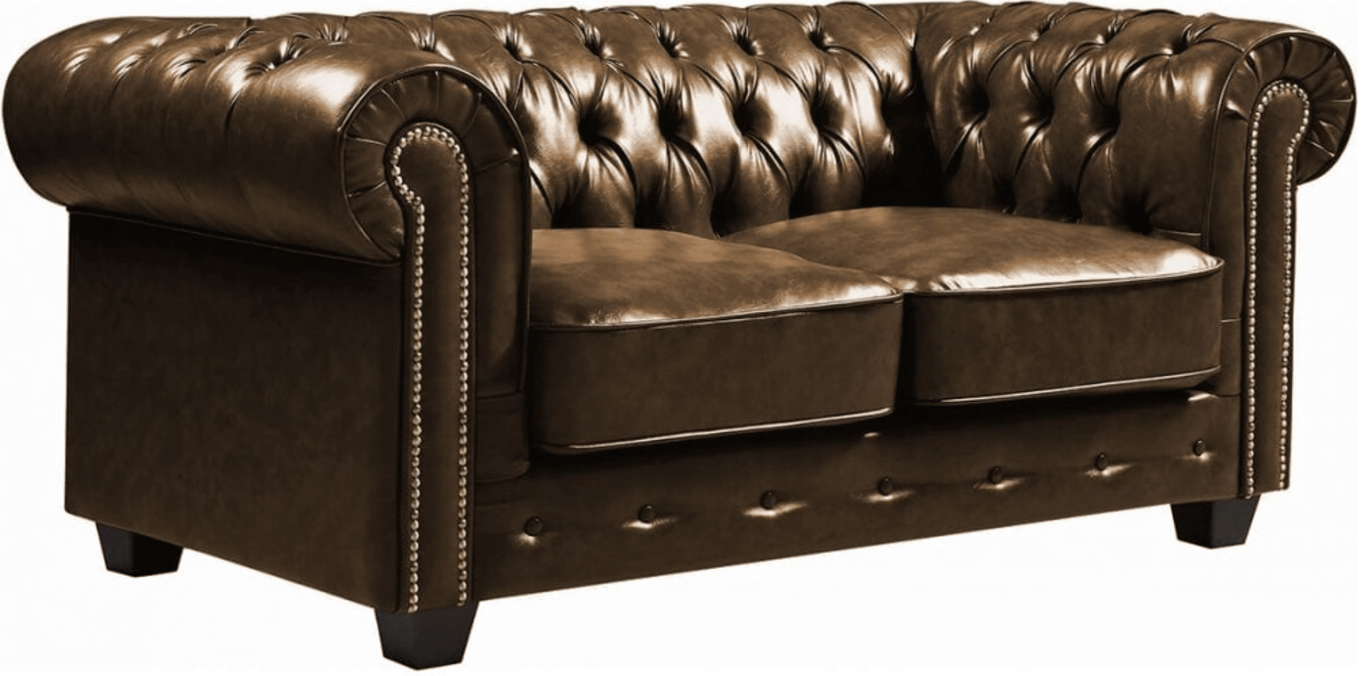Outlet Chesterfield Brown Leather Antique 2 Seater Sofa - Furniture Instore