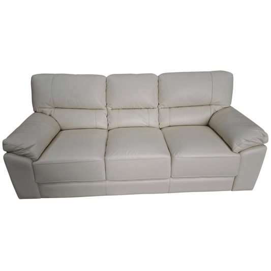Outlet Dalmore Genuine Leather Cream 3 Seater Sofa - Furniture Instore