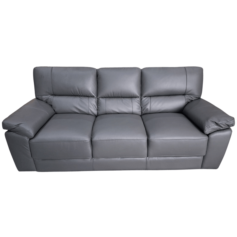 Gray leather sofa on a white background