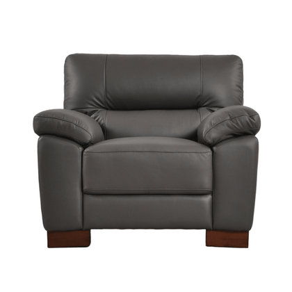 Outlet Dalmore Genuine Leather Grey Armchair - Furniture Instore